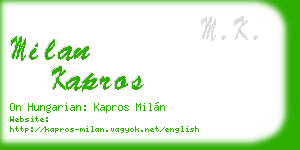 milan kapros business card